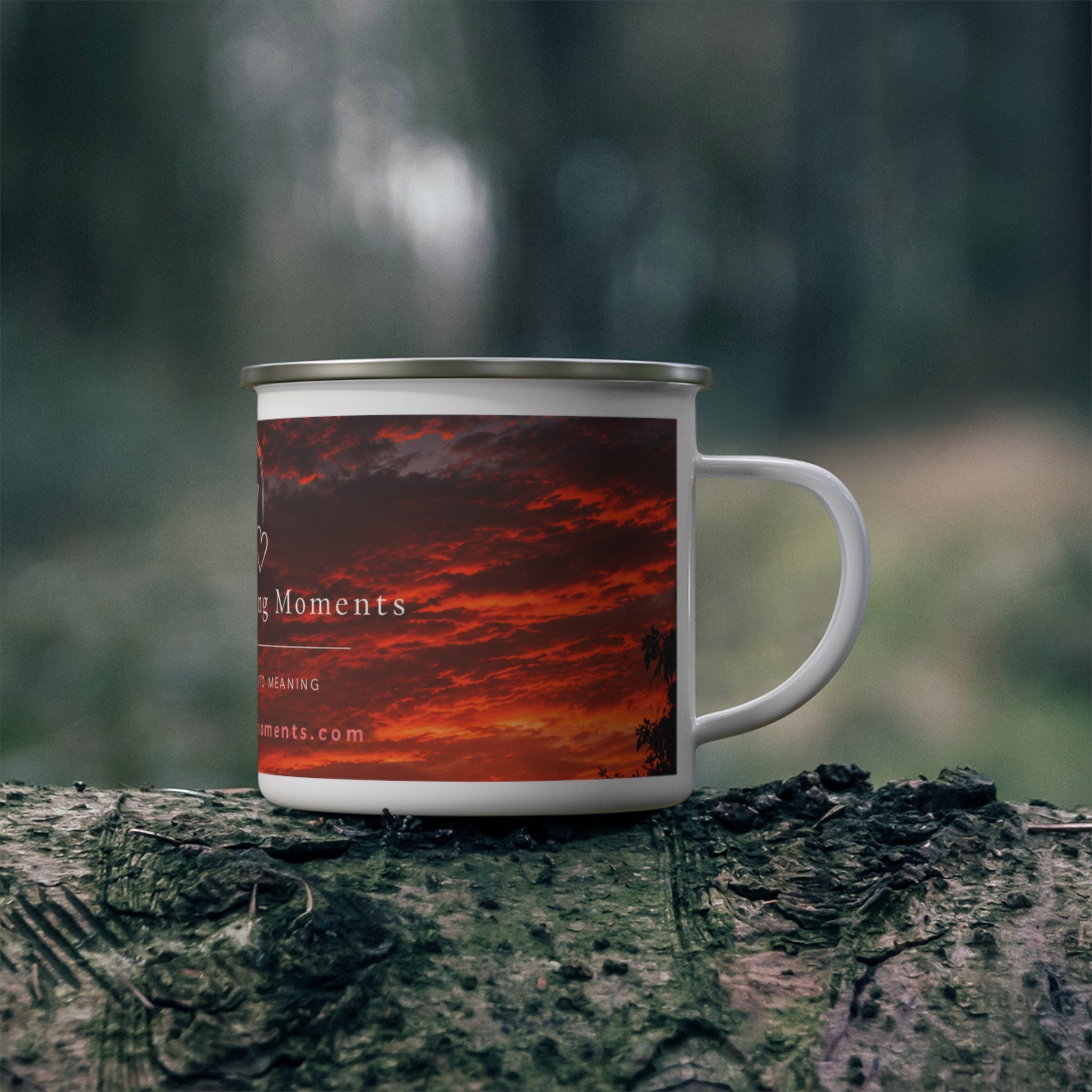STOP ,it just a storm in a tea cup?BAM Sunset Reflections Enamel Camping Mug – Sip the MomentEnamel Camping Mug