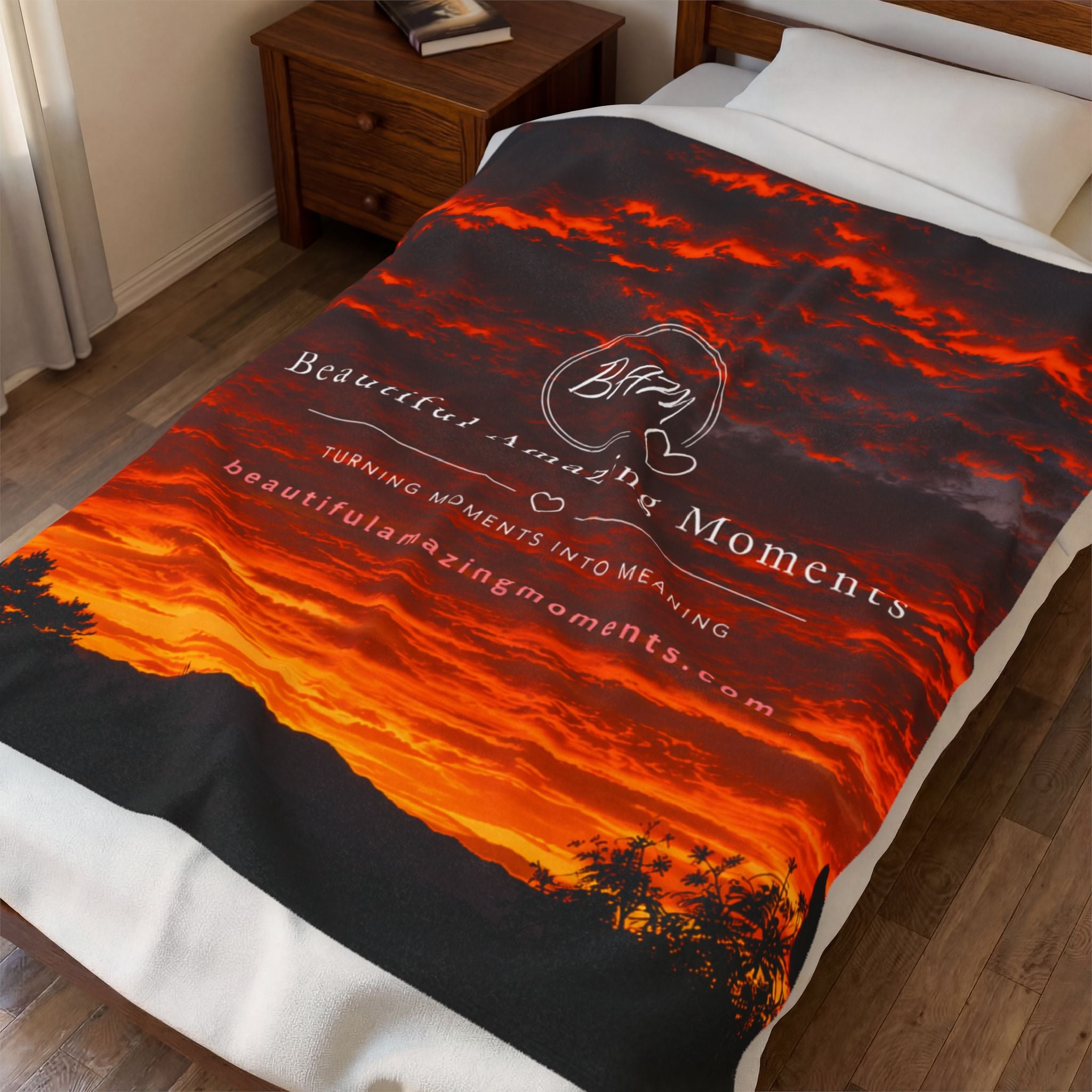 BAM Sunset Reflections Velveteen Plush Blanket – Wrap Yourself in Beautiful Amazing MomentsVelveteen Plush Blanket