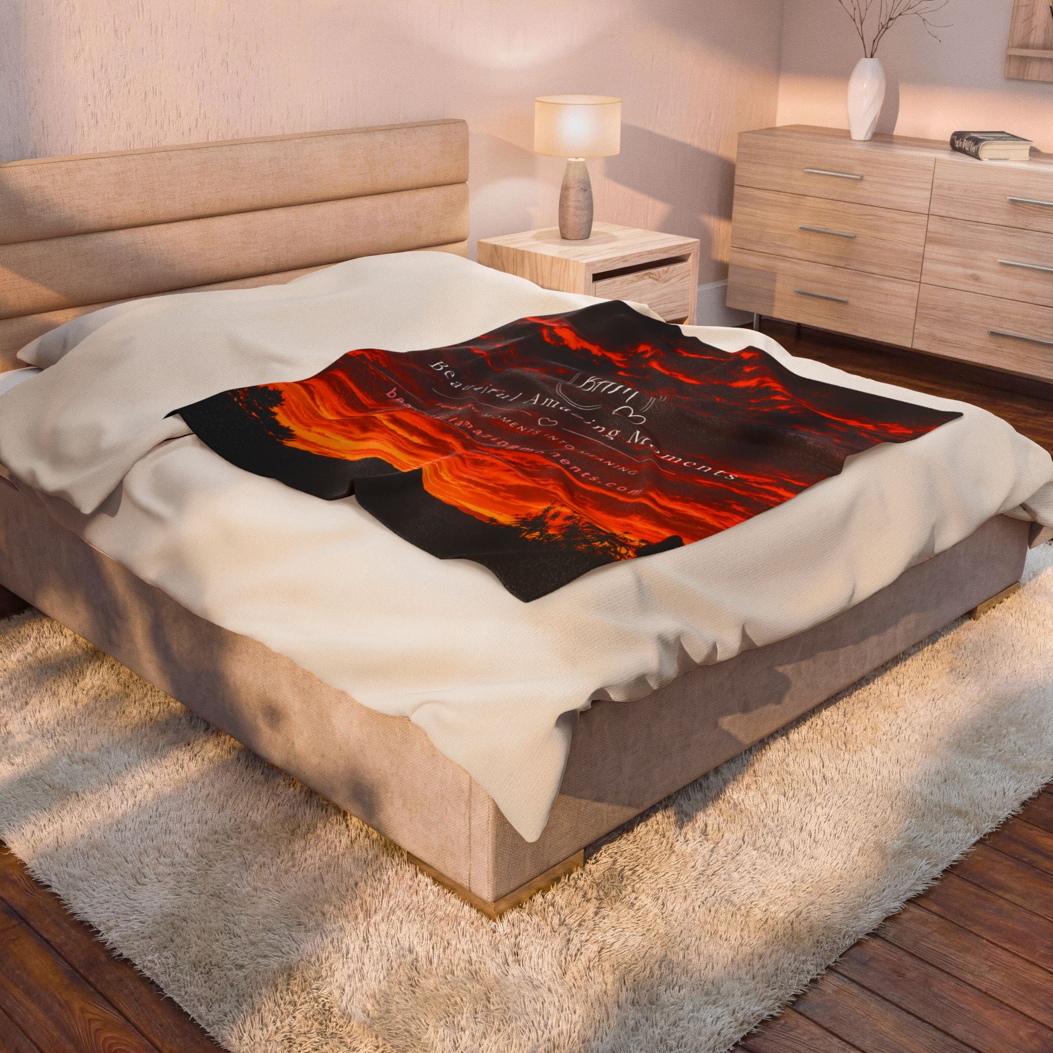 BAM Sunset Reflections Velveteen Plush Blanket – Wrap Yourself in Beautiful Amazing MomentsVelveteen Plush Blanket
