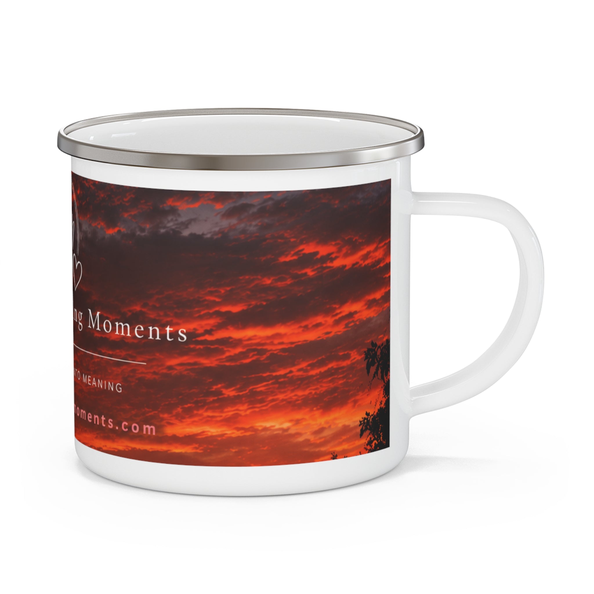 STOP ,it just a storm in a tea cup?BAM Sunset Reflections Enamel Camping Mug – Sip the MomentEnamel Camping Mug